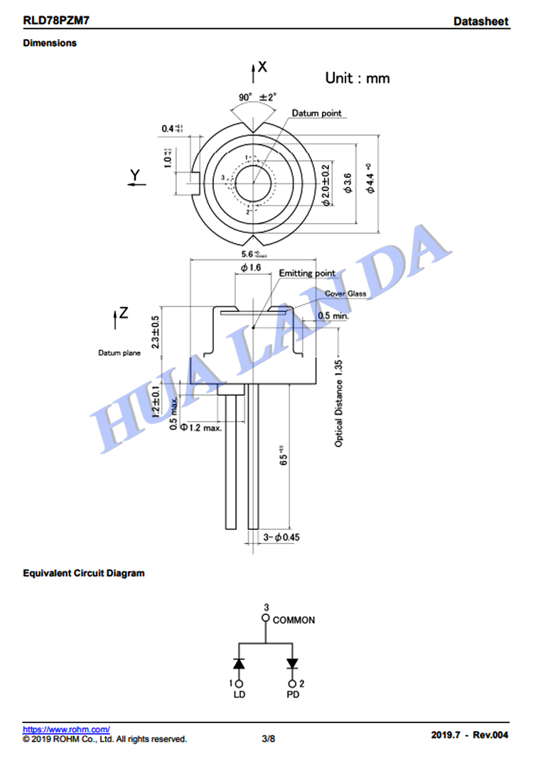 ROHM 790nm792nm RLD78PZM7 20mW with PD 5.6mm IR laser diode