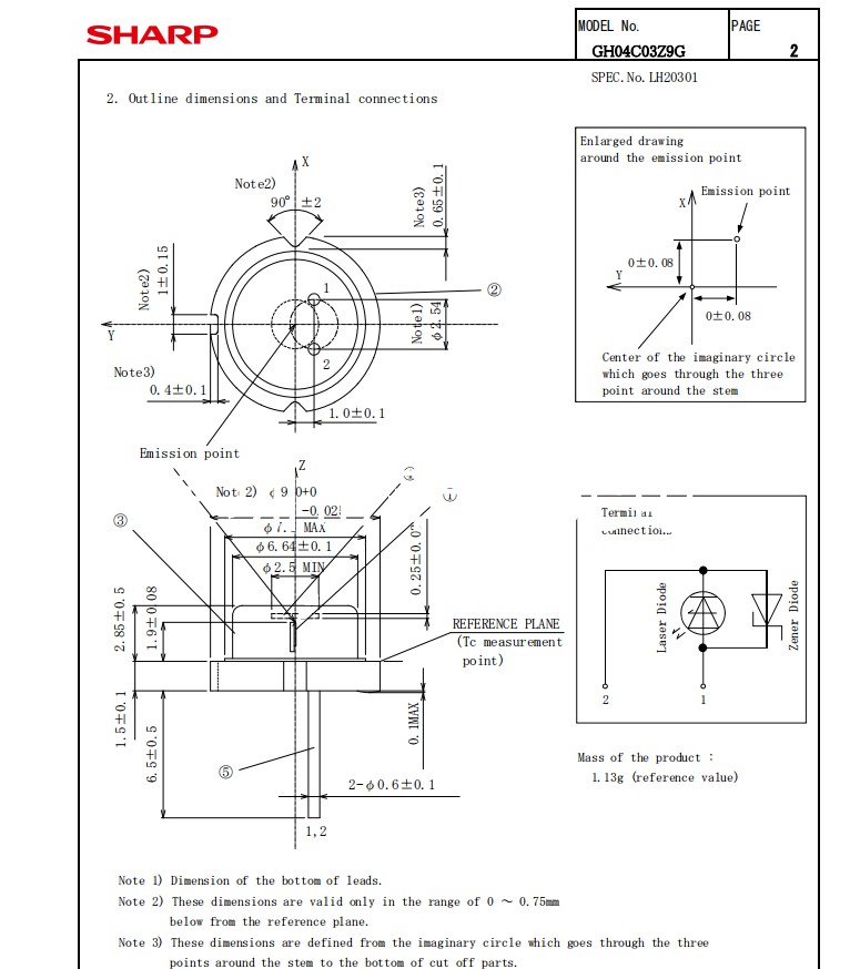SHARP 450nm3.5W 3500mW GH04C03Z9G laser diode