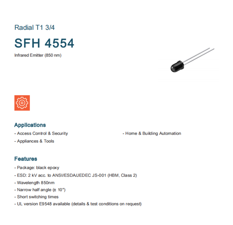 OSRAM 850nm SFH4554 IR Emission Diode