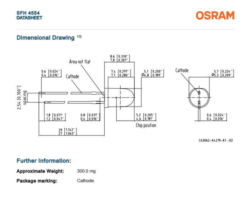 OSRAM 850nm SFH4554 IR Emission Diode