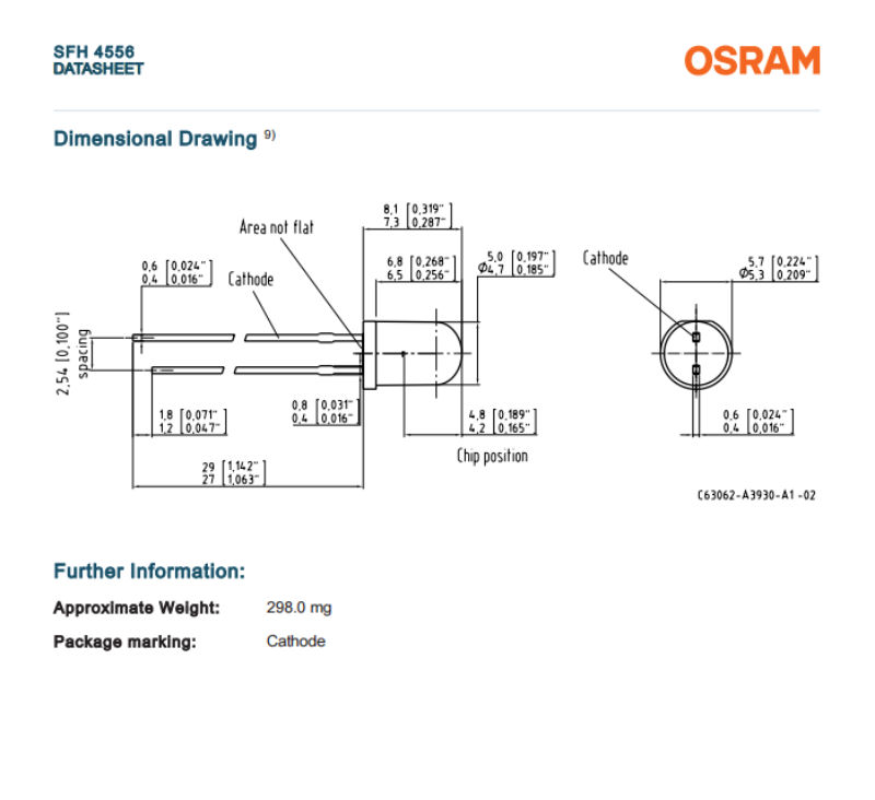 OSRAM 850nm SFH4556 IR Emission Diode