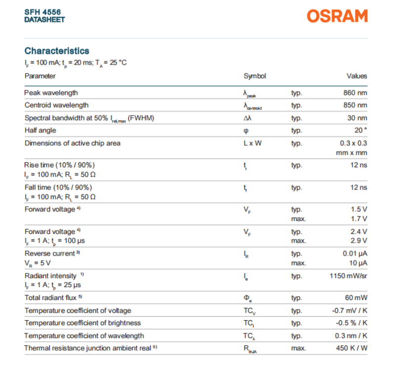 OSRAM 850nm SFH4556 IR Emission Diode