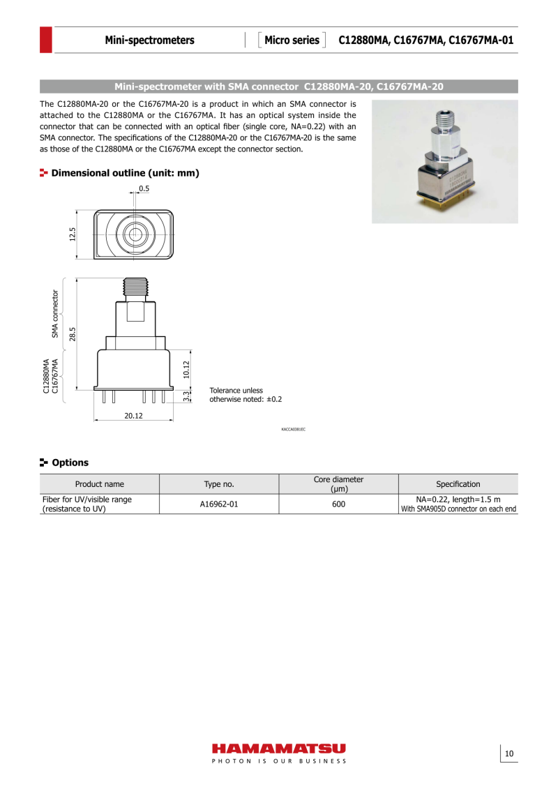 Hamamatsu C12880MA Mini-spectrometer