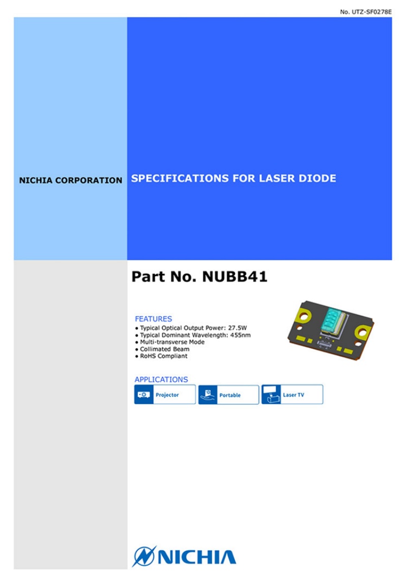 NICHIA  Blue Laser Diode Laser Module NUBB41 455nm 30.5W Laser Array