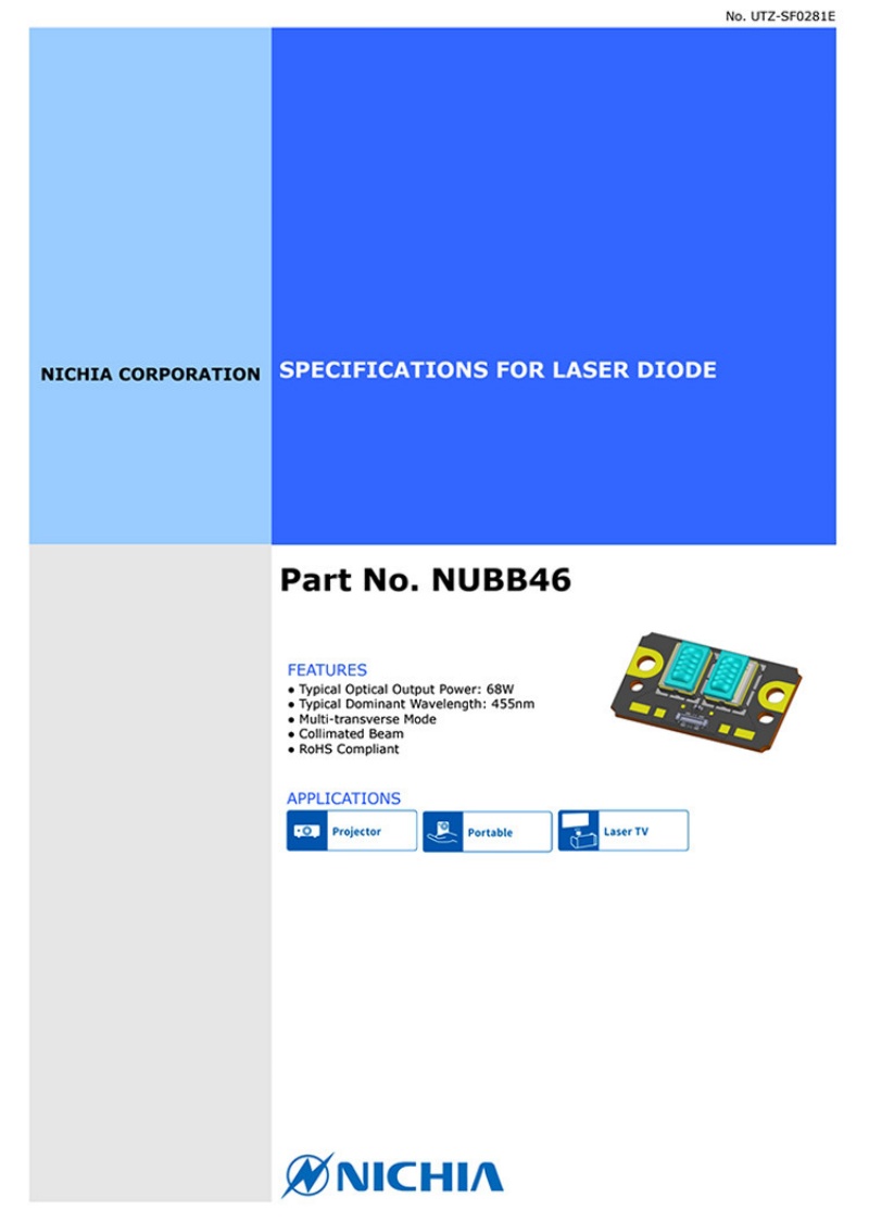 NICHIA  Blue Laser Diode Laser Module NUBB46 455nm 75W Laser Array