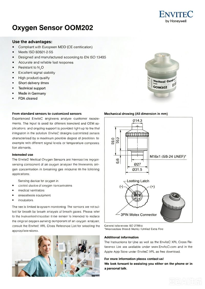 Honeywell OOM201 OOM202 OOM202-1 OOM204 Oxygen Sensors