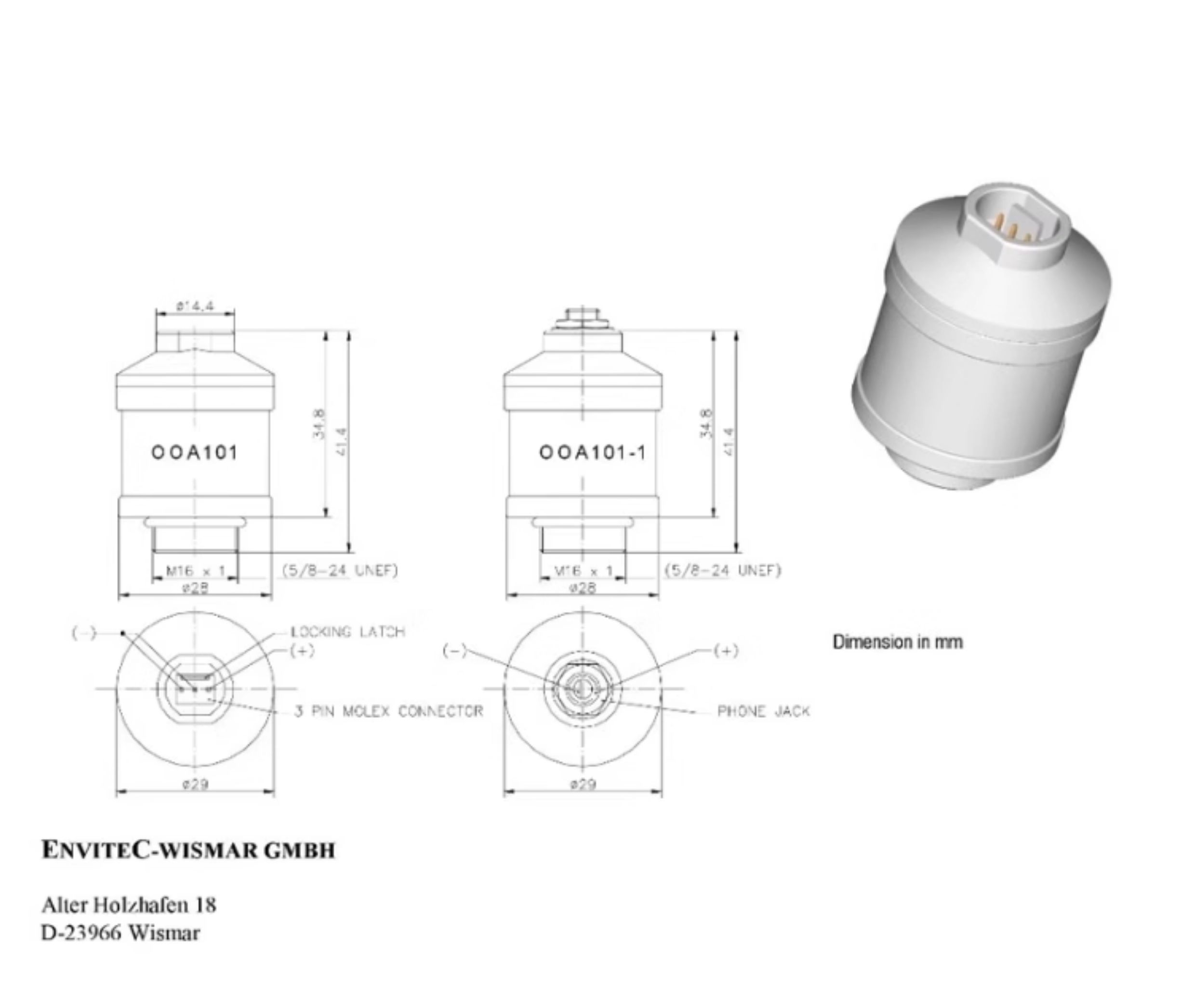 Honeywell ENVITEC OOA101 OOA101-1 Oxygen Sensor