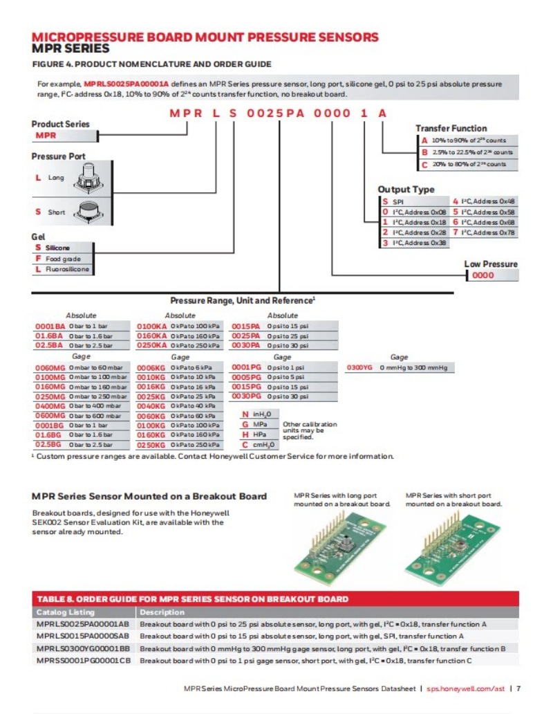 Honeywell MPRLS0300YG00001B Pressure Sensor