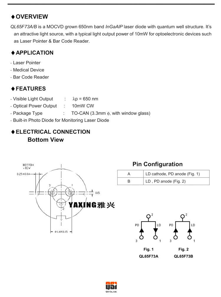 2Pcs QSI QL65F73A 3.3mm 650nm 660nm 670nm CW 10mW 12mW Red Laser Diode LD TO33 For Bar Code Reader