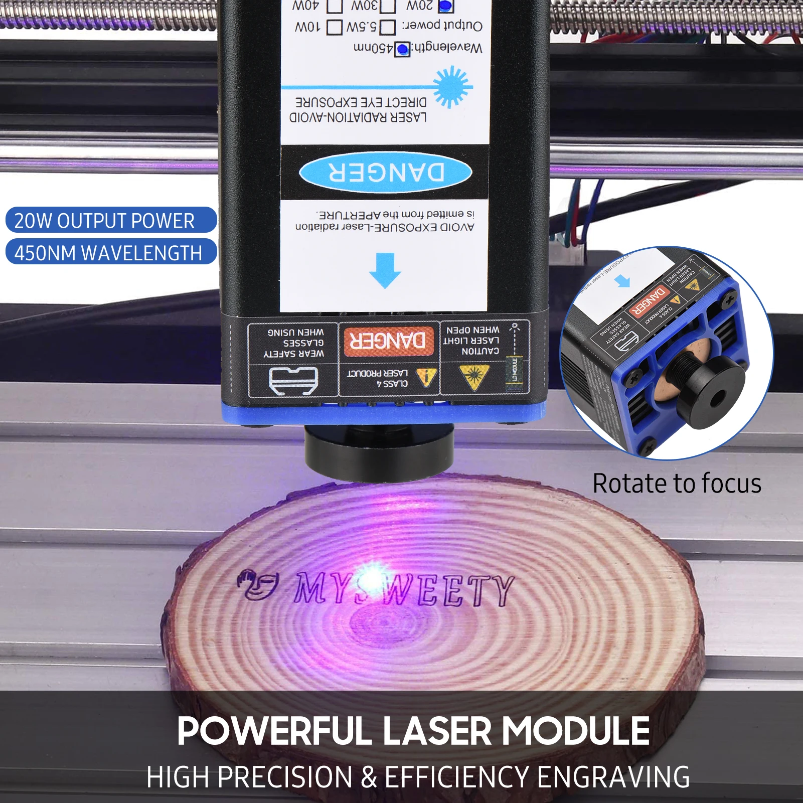 450nm Laser Module Fixed Focal Length Laser Engraving Head High Speed Laser Engraver Cutter