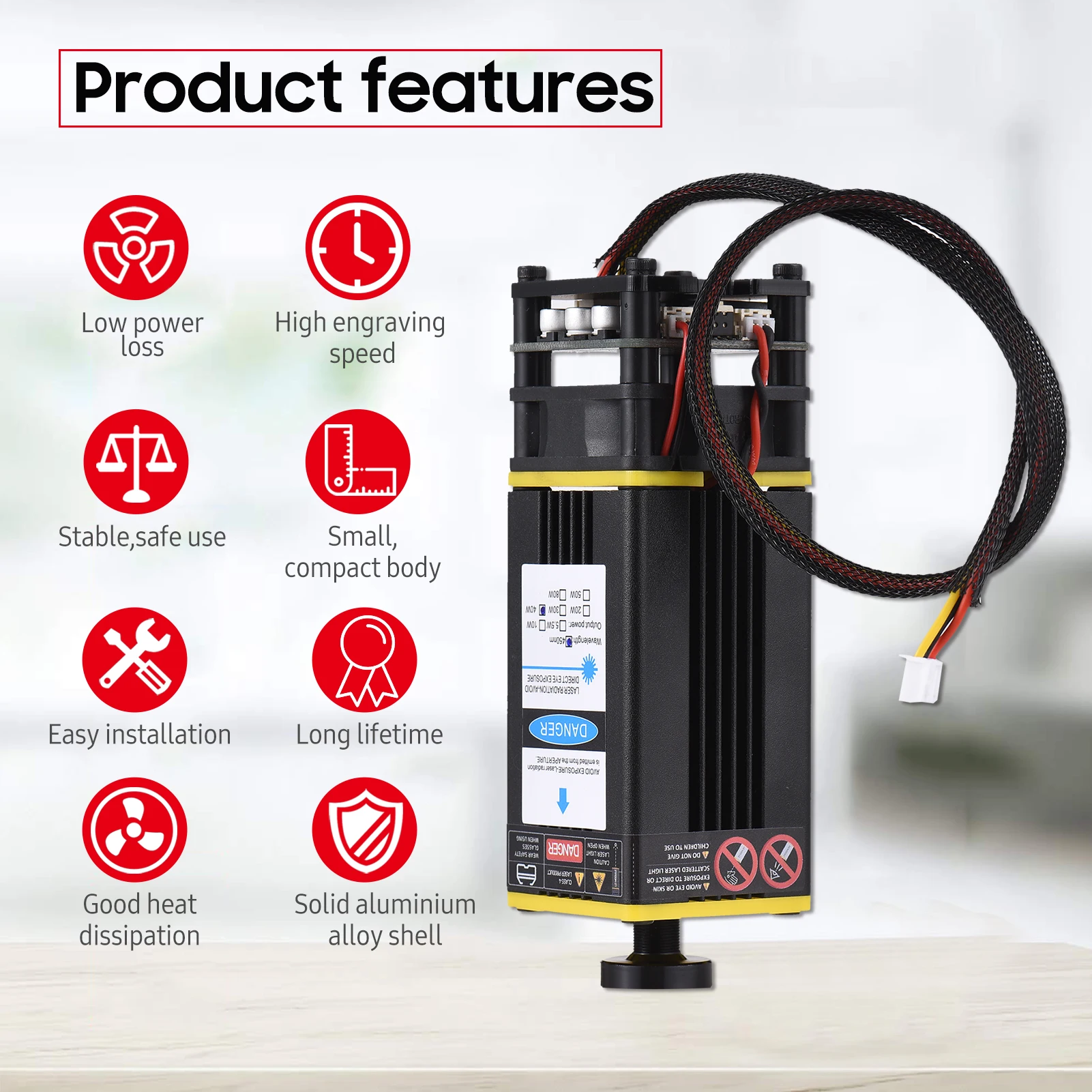 450nm Laser Module Fixed Focal Length Laser Engraving Head High Speed Laser Engraver Cutter
