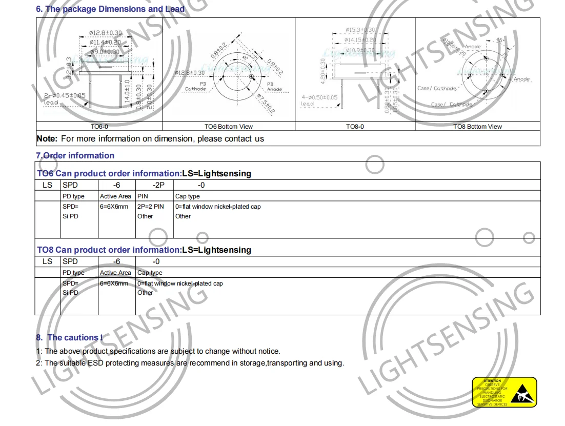 LSSPD-6 400-1100nm 6mm Silicon PIN Photodetector Diode