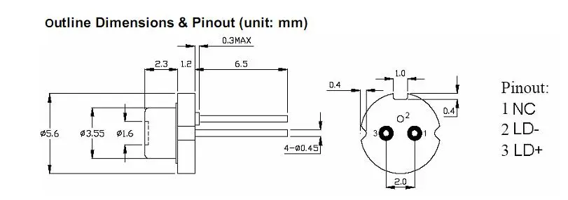 LPC836 650nm Red Laser TO18 5.6mm LD Diode 350mw 500mW CW