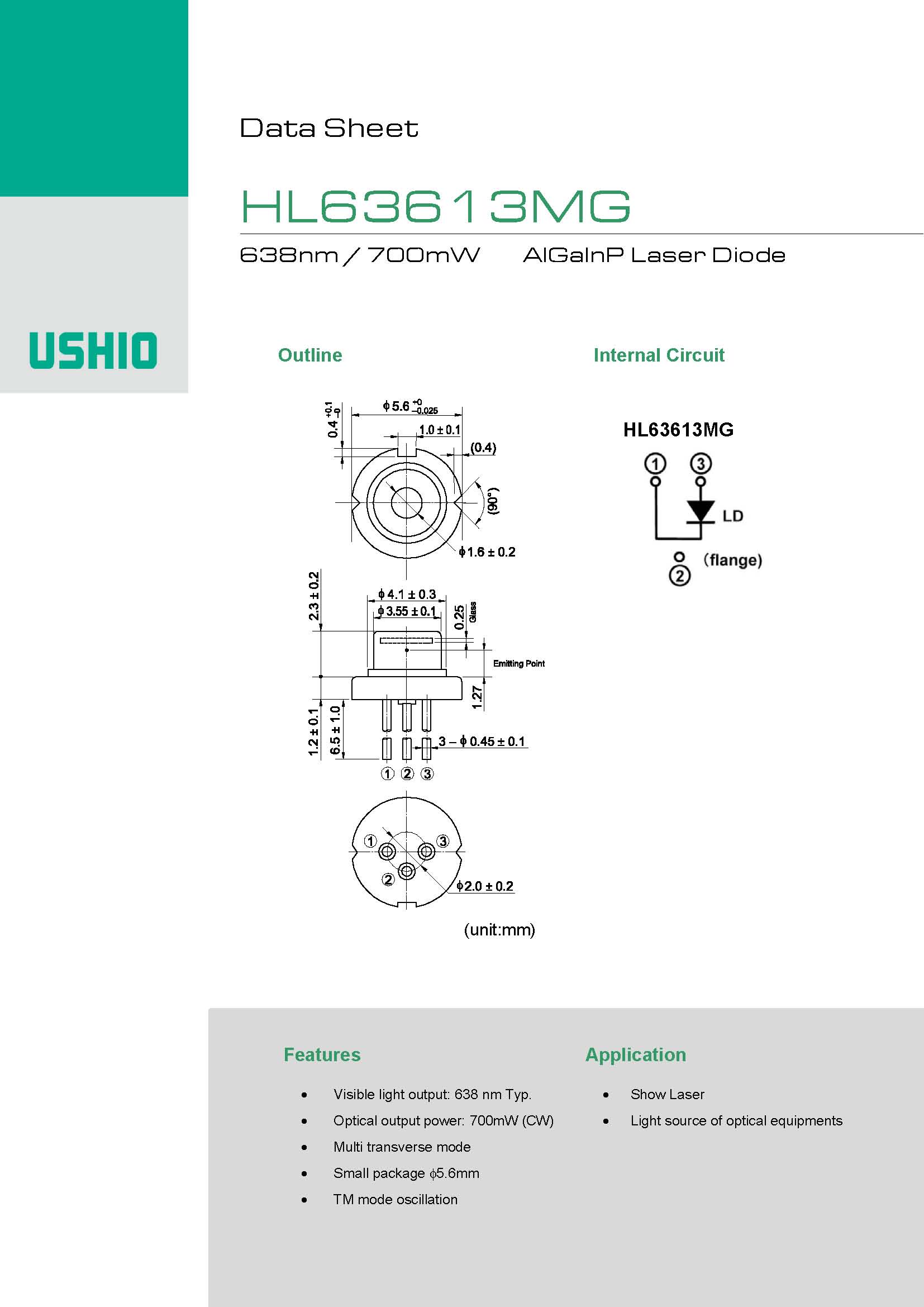 USHIO HL63613MG 638nm 700mw Red Laser Diode
