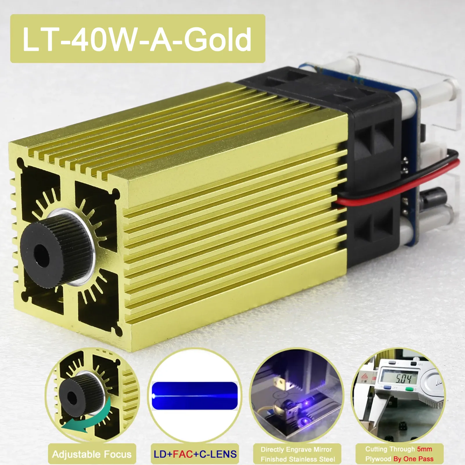 450nm 20W 40W CNC Laser Module  TTL Blue Light with Interface Adapter Board for Laser Engraving Machine