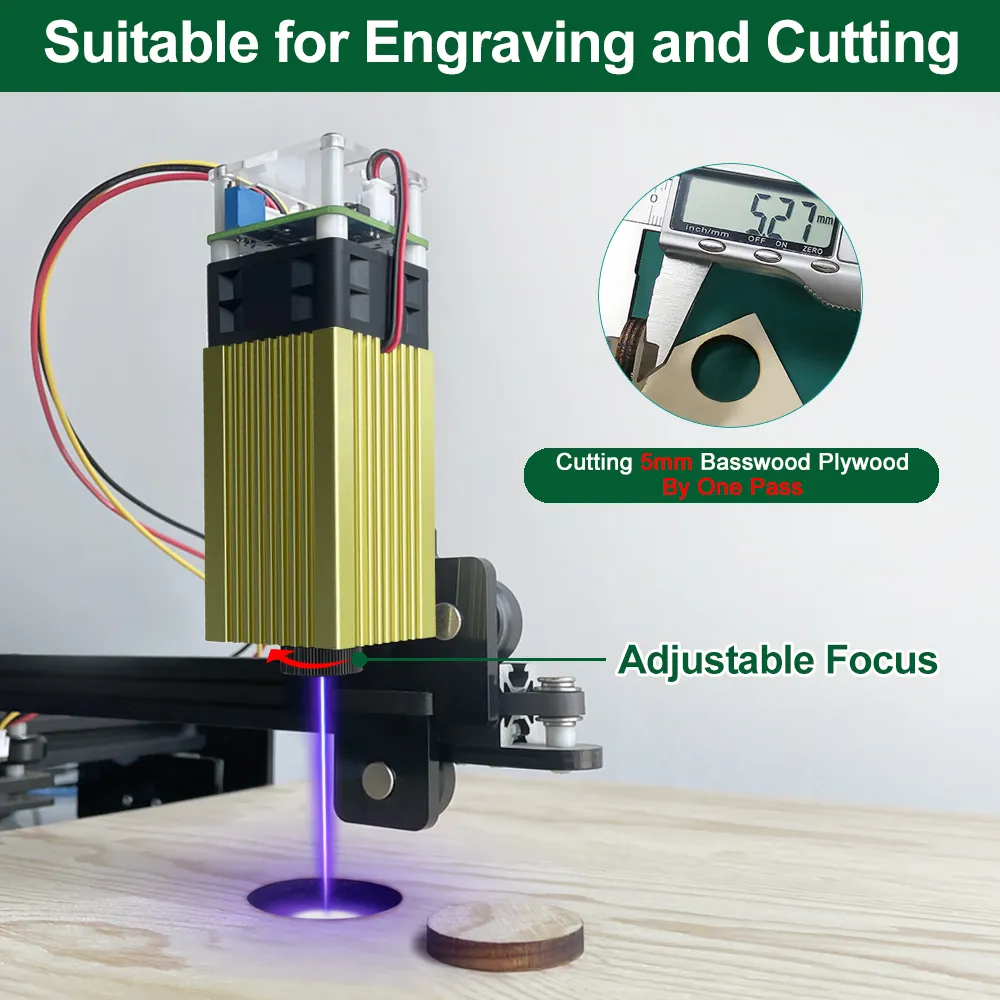 450nm 20W 40W CNC Laser Module  TTL Blue Light with Interface Adapter Board for Laser Engraving Machine