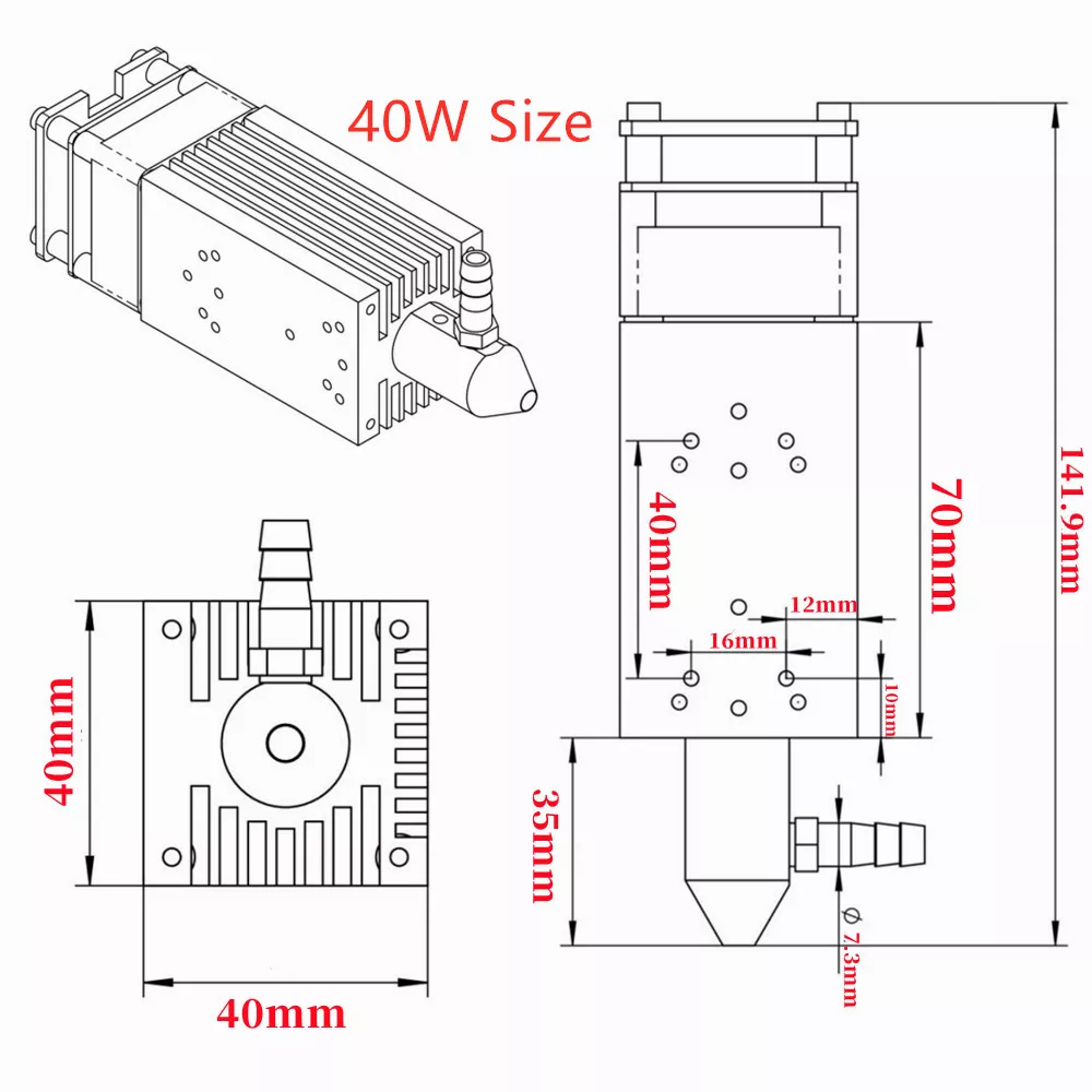 80W laser module with air-assisted device 40W laser head 450nm blue TTL smart tool for laser engraving machine wood cutting