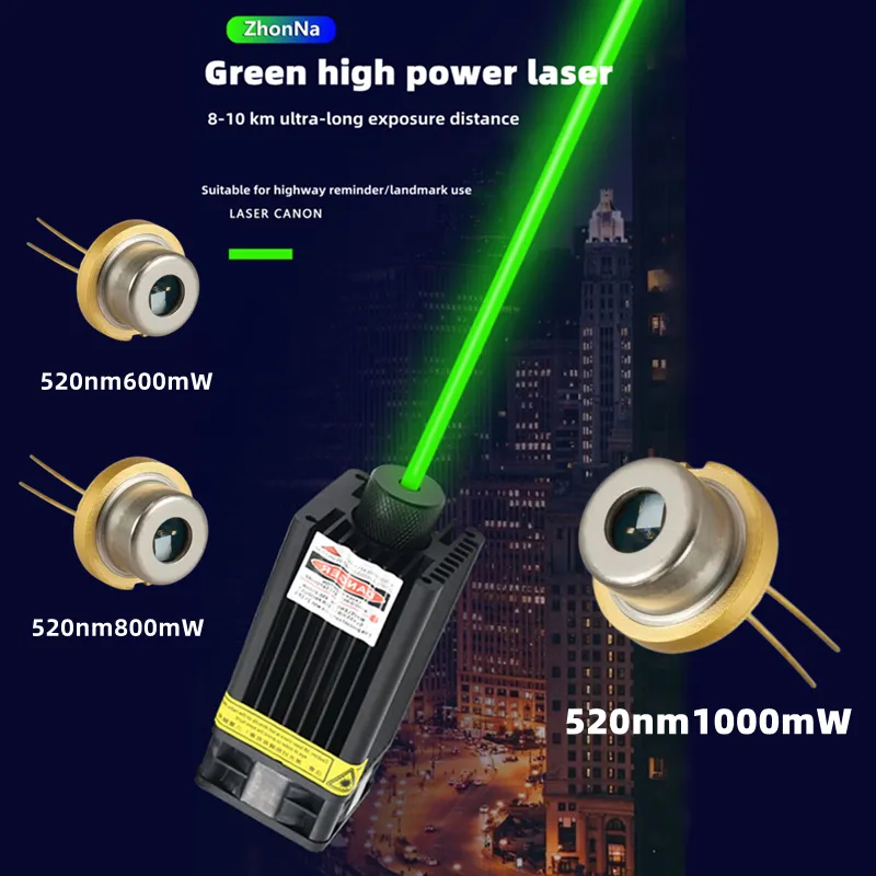 520nm 1W Green Laser Module DC12V Focusable DIY OX Laser Head 1000mW Diode Laser for Stage Laser Bird Repellent With TTL
