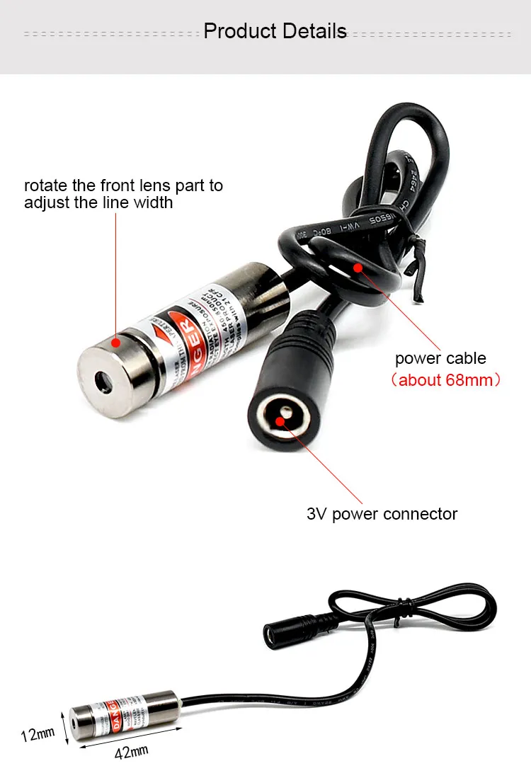 Red Green Point Line Cross 520nm 10mW Laser Module Head Glass Lens Focusable Industrial ClassDC 3V-5V