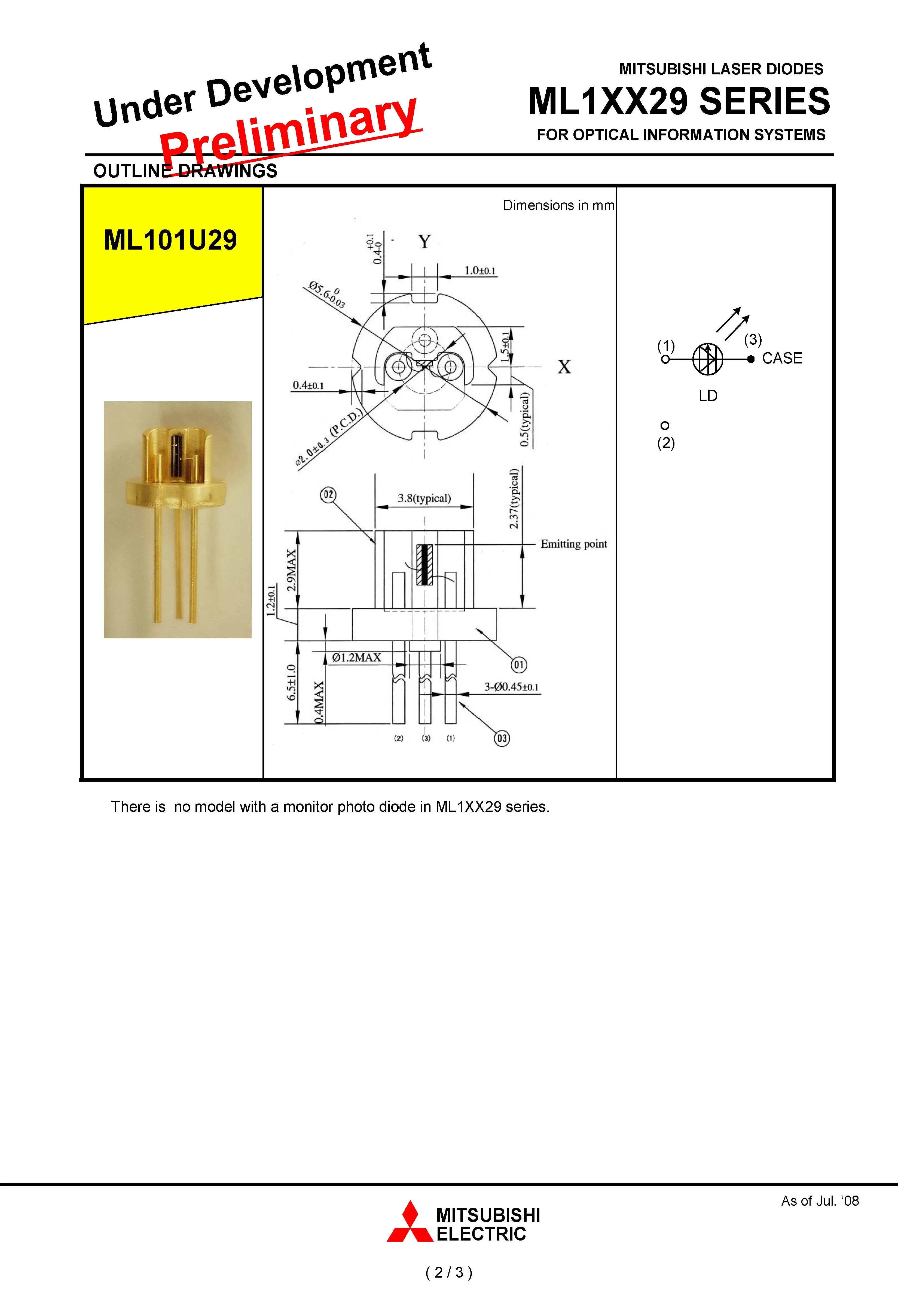Mitsubishi ML101U29-25 φ5.6mm Red 658nm 660nm 400mW Laser Diode LD (Brand New)