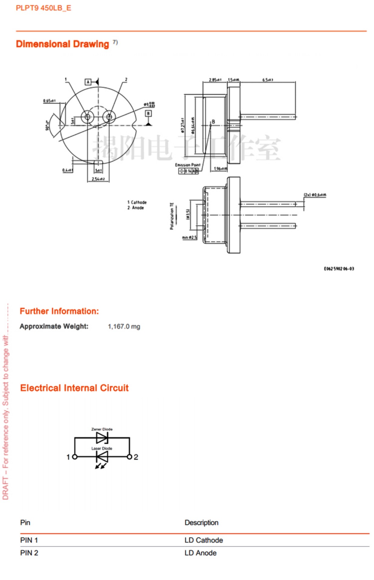 OSRAM PLPT9 450LB_E 447nm 5W Blue Laser Diode